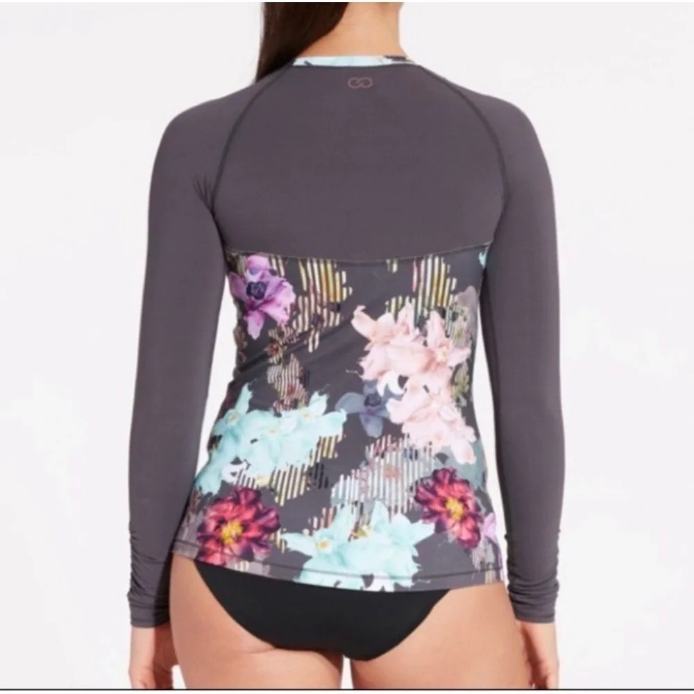 CALIA Carrie Underwood Floral Long Sleeve Rash Guard Swim Top XS NWT
